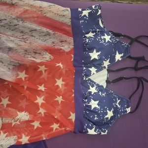 Womens plus size American flag bathing suit